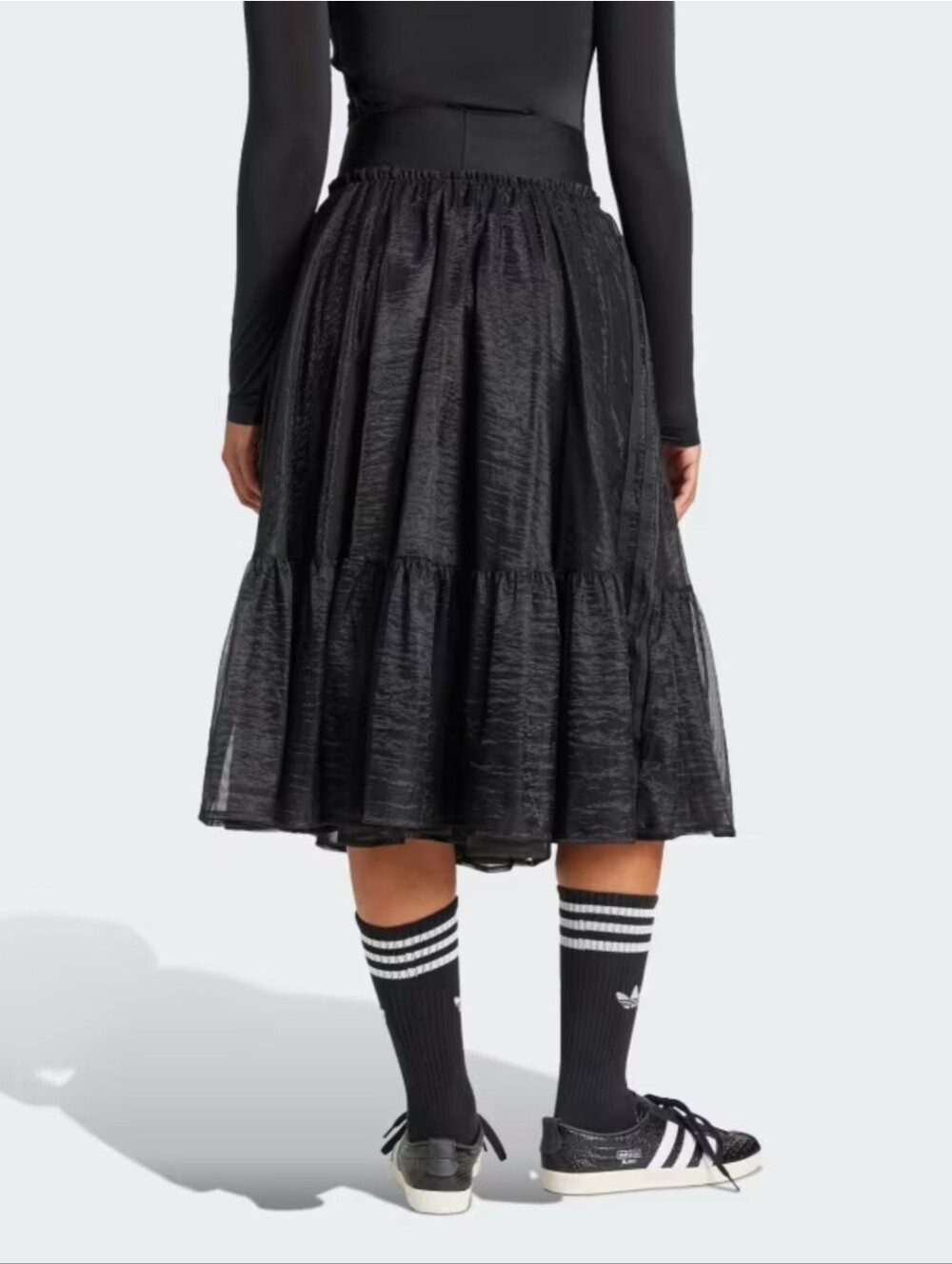 NWT Adidas Originals Waistband Tulle Maxi Skirt | Black, XL - Picture 6 of 9